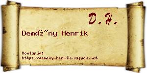 Demény Henrik névjegykártya
