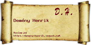 Demény Henrik névjegykártya